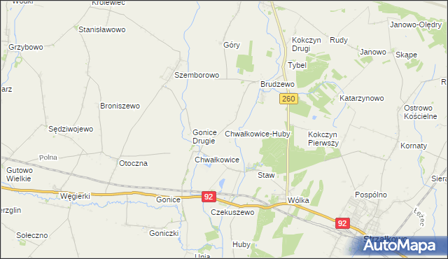 mapa Chwałkowice-Huby, Chwałkowice-Huby na mapie Targeo