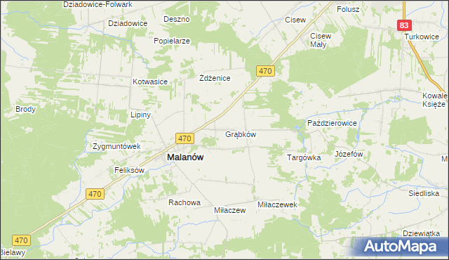 mapa Grąbków, Grąbków na mapie Targeo