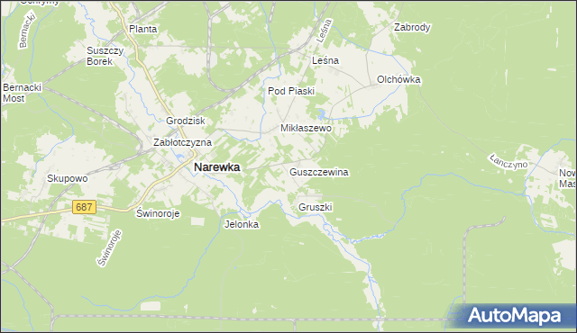 mapa Guszczewina, Guszczewina na mapie Targeo