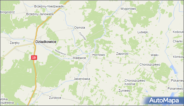mapa Hornowo, Hornowo na mapie Targeo