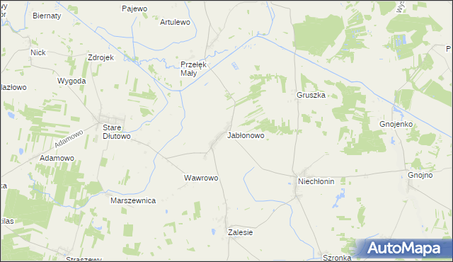 mapa Jabłonowo gmina Płośnica, Jabłonowo gmina Płośnica na mapie Targeo
