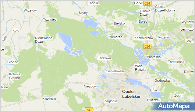 mapa Jankowa gmina Opole Lubelskie, Jankowa gmina Opole Lubelskie na mapie Targeo