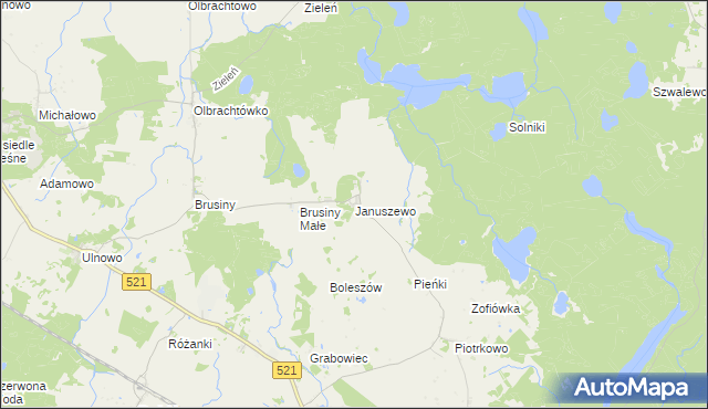 mapa Januszewo gmina Susz, Januszewo gmina Susz na mapie Targeo