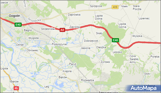 mapa Jasiona gmina Zdzieszowice, Jasiona gmina Zdzieszowice na mapie Targeo