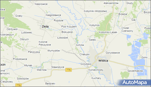 mapa Jurków gmina Wiślica, Jurków gmina Wiślica na mapie Targeo