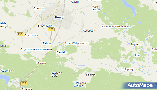 mapa Kinice gmina Brusy, Kinice gmina Brusy na mapie Targeo