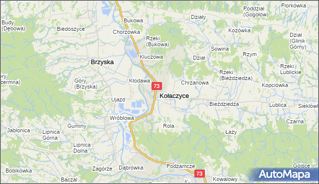 mapa Kołaczyce, Kołaczyce na mapie Targeo