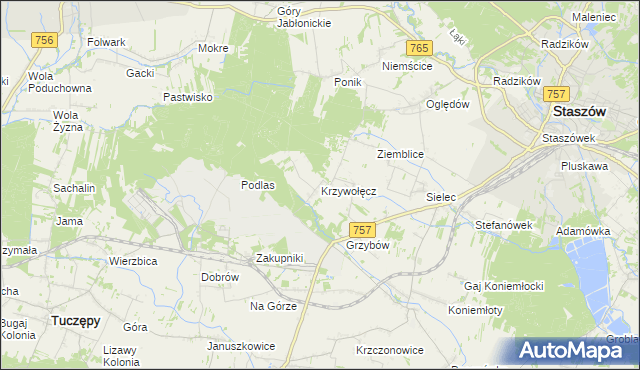 mapa Krzywołęcz, Krzywołęcz na mapie Targeo