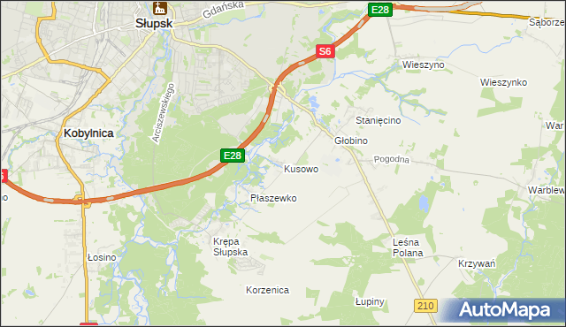 mapa Kusowo gmina Słupsk, Kusowo gmina Słupsk na mapie Targeo