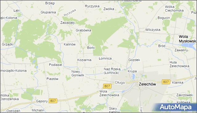 mapa Łomnica gmina Żelechów, Łomnica gmina Żelechów na mapie Targeo