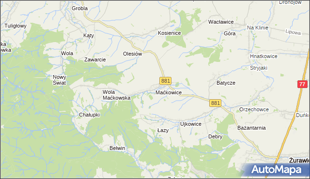 mapa Maćkowice, Maćkowice na mapie Targeo