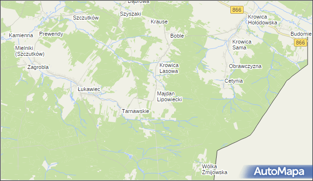 mapa Majdan Lipowiecki, Majdan Lipowiecki na mapie Targeo