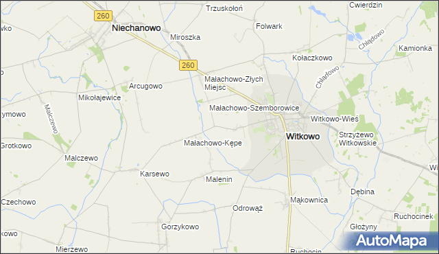 mapa Małachowo-Wierzbiczany, Małachowo-Wierzbiczany na mapie Targeo