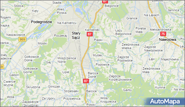 mapa Myślec, Myślec na mapie Targeo