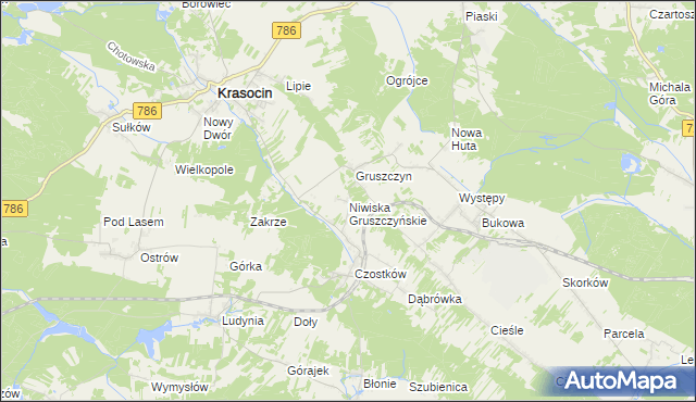 mapa Niwiska Gruszczyńskie, Niwiska Gruszczyńskie na mapie Targeo