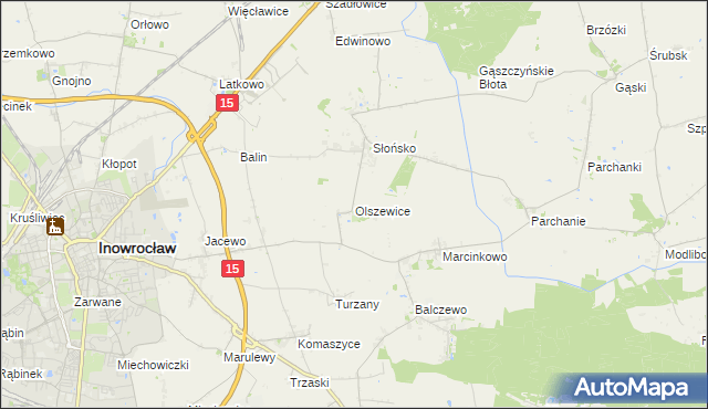 mapa Olszewice gmina Inowrocław, Olszewice gmina Inowrocław na mapie Targeo