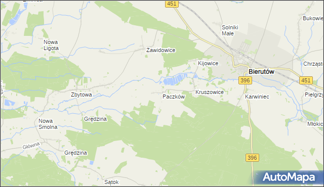 mapa Paczków gmina Bierutów, Paczków gmina Bierutów na mapie Targeo
