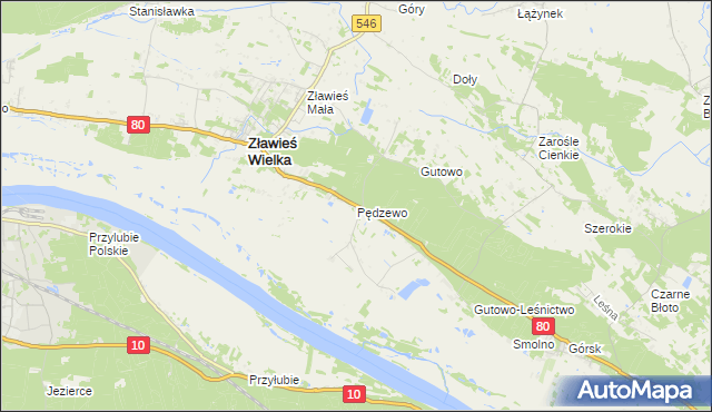 mapa Pędzewo, Pędzewo na mapie Targeo