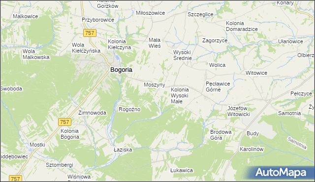 mapa Podlesie gmina Bogoria, Podlesie gmina Bogoria na mapie Targeo