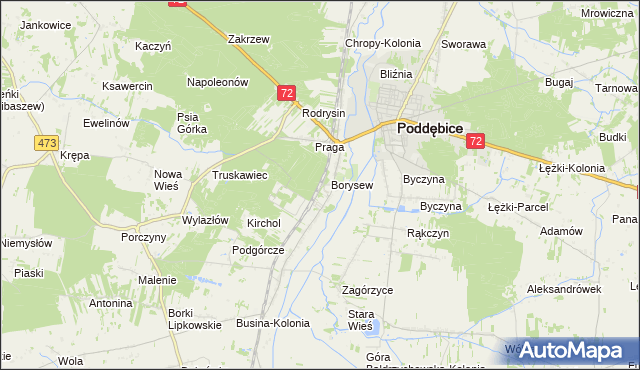 mapa Stacja Poddębice, Stacja Poddębice na mapie Targeo