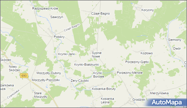 mapa Stare Sypnie, Stare Sypnie na mapie Targeo