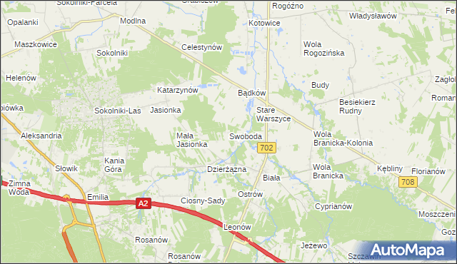 mapa Swoboda gmina Zgierz, Swoboda gmina Zgierz na mapie Targeo