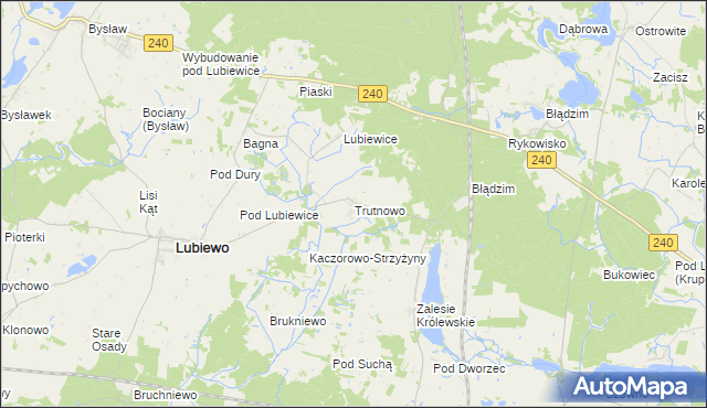 mapa Trutnowo gmina Lubiewo, Trutnowo gmina Lubiewo na mapie Targeo