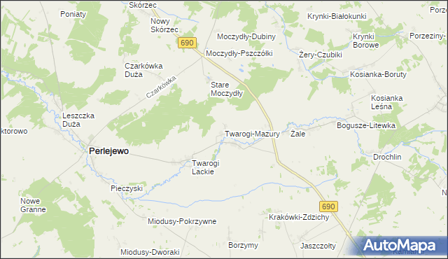 mapa Twarogi-Mazury, Twarogi-Mazury na mapie Targeo