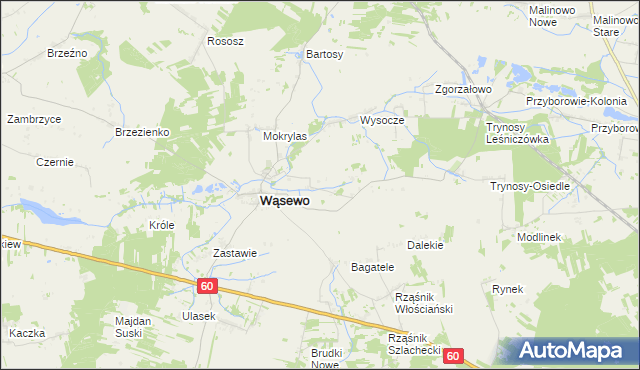 mapa Wąsewo-Kolonia, Wąsewo-Kolonia na mapie Targeo