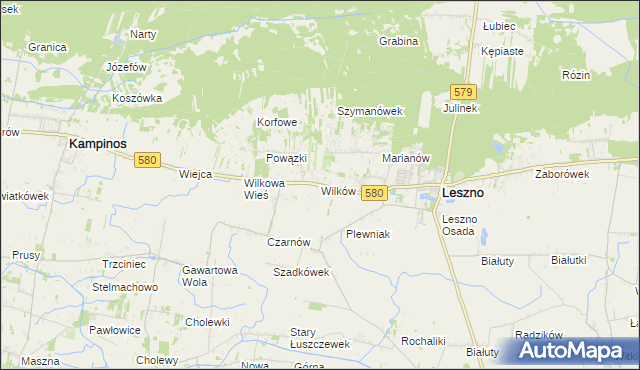mapa Wilków gmina Leszno, Wilków gmina Leszno na mapie Targeo