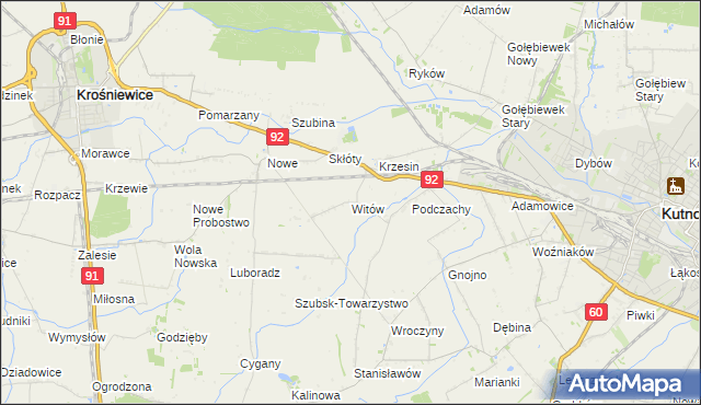 mapa Witów gmina Krośniewice, Witów gmina Krośniewice na mapie Targeo