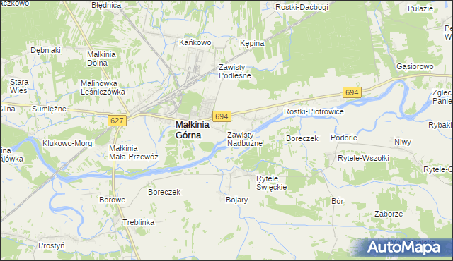 mapa Zawisty Nadbużne, Zawisty Nadbużne na mapie Targeo