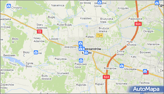 mapa Aleksandrów Łódzki, Aleksandrów Łódzki na mapie Targeo