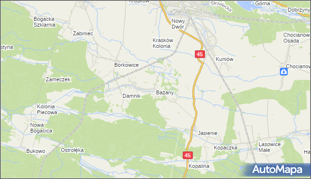 mapa Bażany, Bażany na mapie Targeo