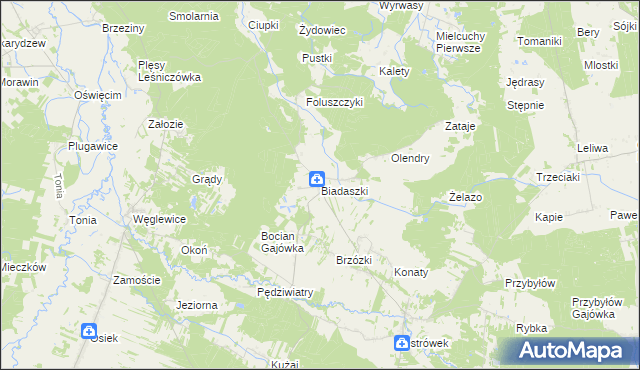 mapa Biadaszki gmina Galewice, Biadaszki gmina Galewice na mapie Targeo