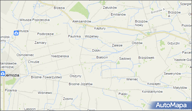 mapa Białocin gmina Iłów, Białocin gmina Iłów na mapie Targeo