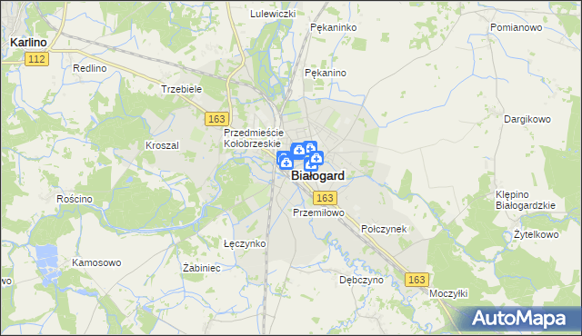 mapa Białogard, Białogard na mapie Targeo