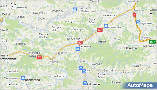 mapa Biertowice, Biertowice na mapie Targeo