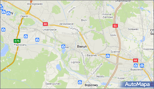 mapa Bieruń, Bieruń na mapie Targeo