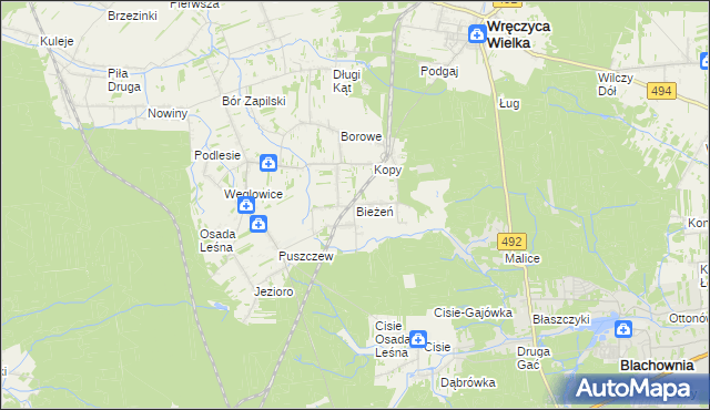 mapa Bieżeń, Bieżeń na mapie Targeo