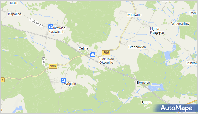 mapa Biskupice Oławskie, Biskupice Oławskie na mapie Targeo