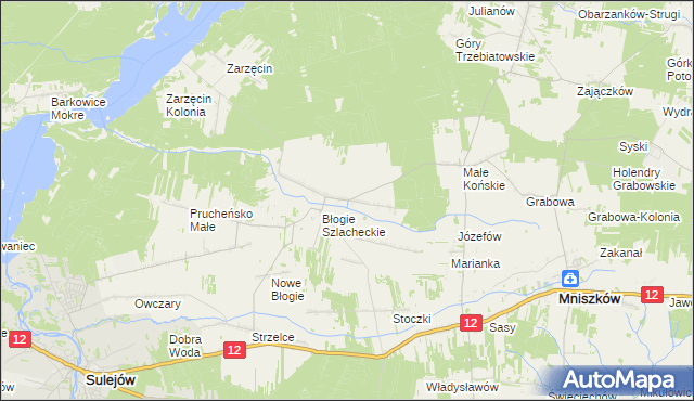 mapa Błogie Rządowe, Błogie Rządowe na mapie Targeo