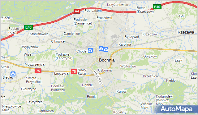 mapa Bochni, Bochnia na mapie Targeo