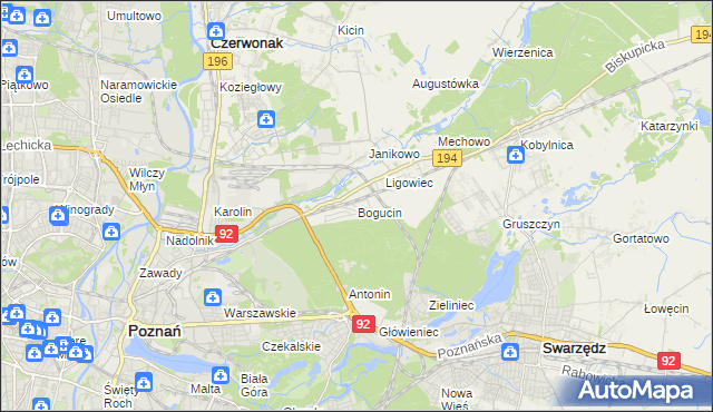 mapa Bogucin gmina Swarzędz, Bogucin gmina Swarzędz na mapie Targeo