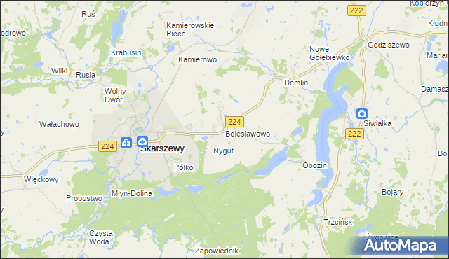 mapa Bolesławowo gmina Skarszewy, Bolesławowo gmina Skarszewy na mapie Targeo