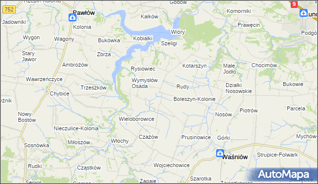 mapa Boleszyn gmina Waśniów, Boleszyn gmina Waśniów na mapie Targeo