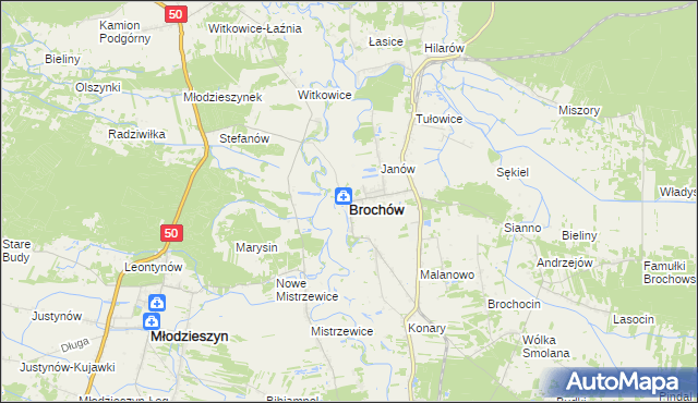 mapa Brochów powiat sochaczewski, Brochów powiat sochaczewski na mapie Targeo