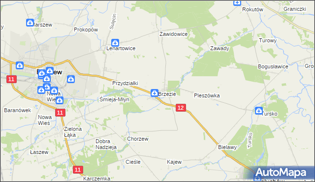 mapa Brzezie gmina Pleszew, Brzezie gmina Pleszew na mapie Targeo