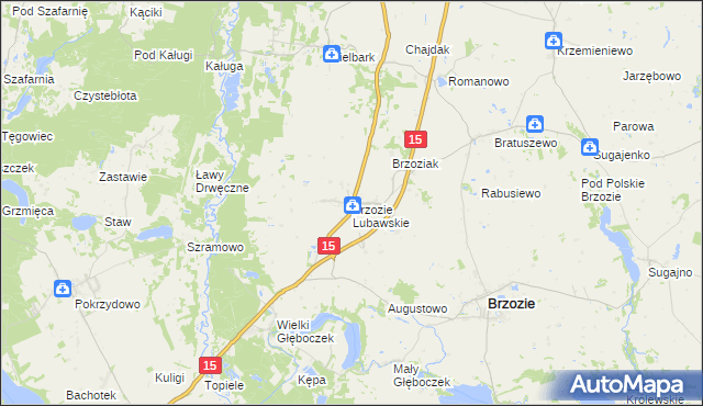 mapa Brzozie Lubawskie, Brzozie Lubawskie na mapie Targeo