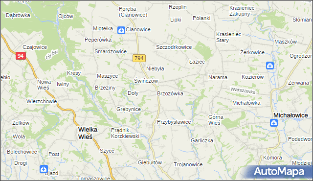 mapa Brzozówka gmina Zielonki, Brzozówka gmina Zielonki na mapie Targeo